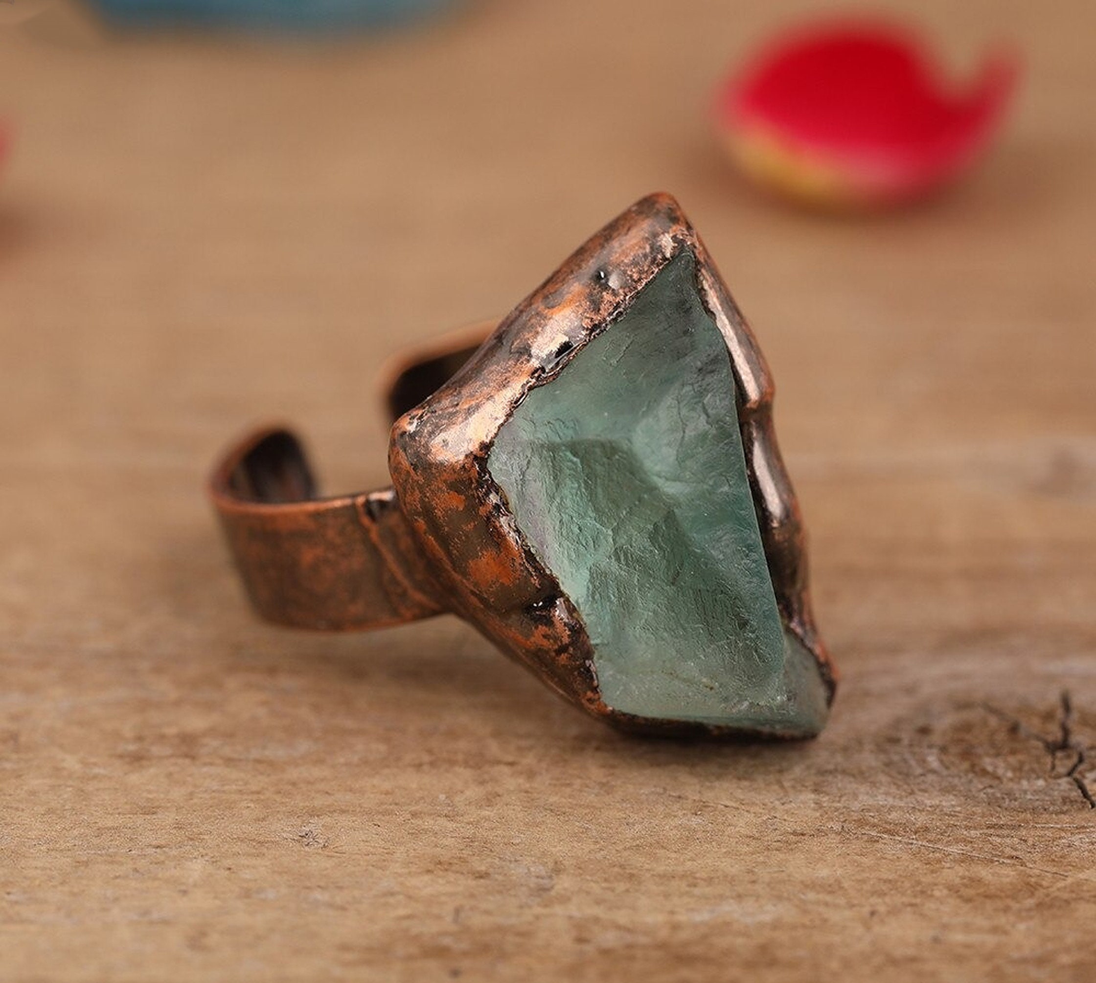 Raw Gemstone Ring Natural Healing Crystal Rings Crystal Etsy