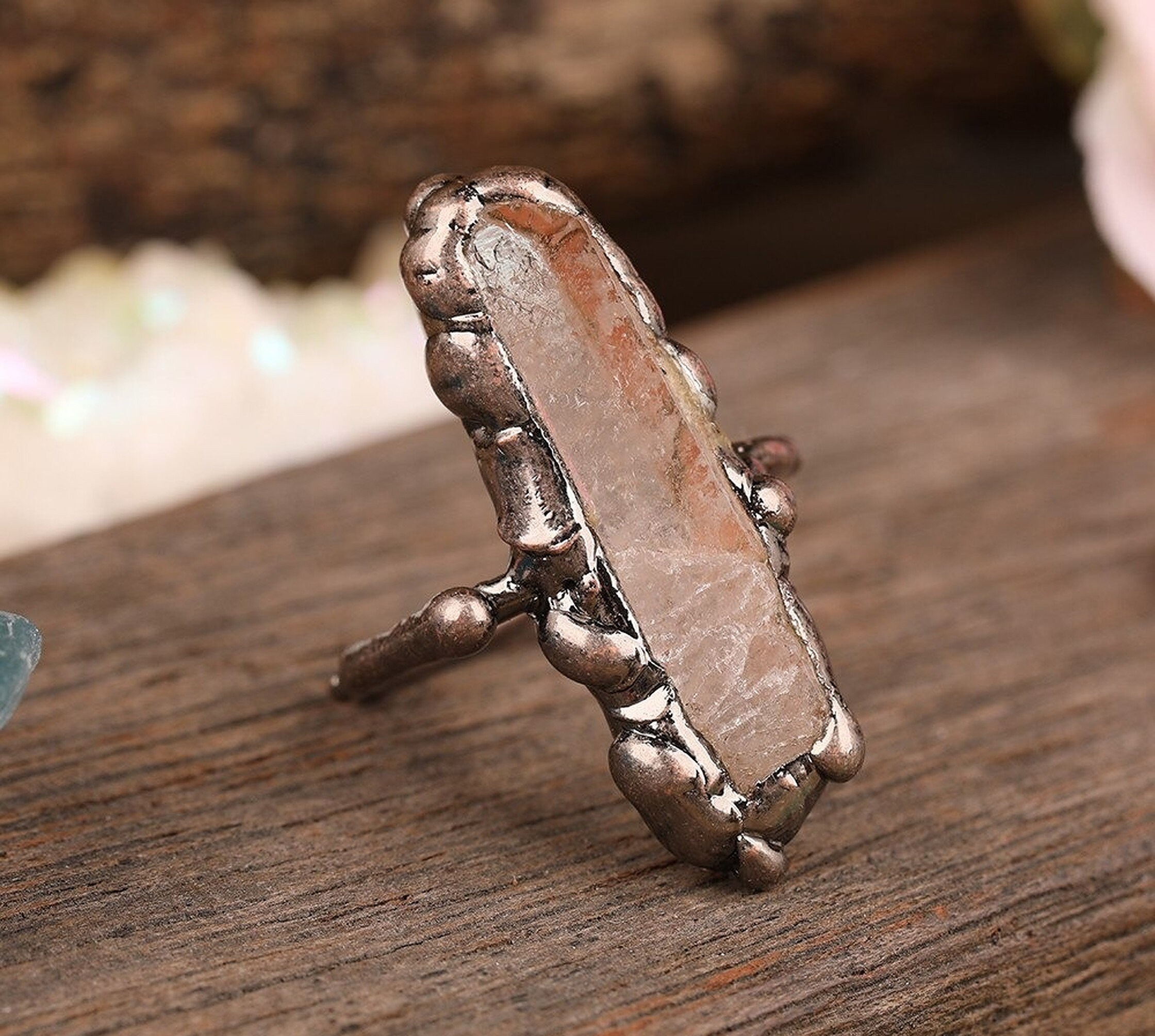 Raw Gemstone Ring Natural Healing Crystal Rings Crystal Etsy