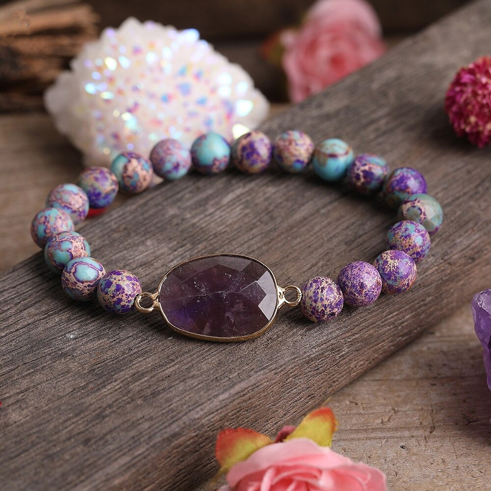 Natural Stone Bracelet Healing Crystal Bracelet Bradided Etsy