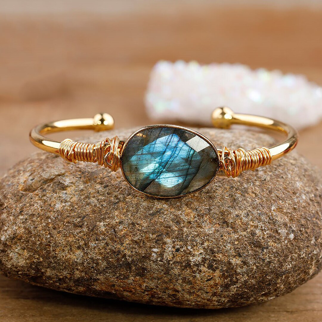 Labradorite Cuff Bracelet Healing Crystal Cuff Bracelet Etsy