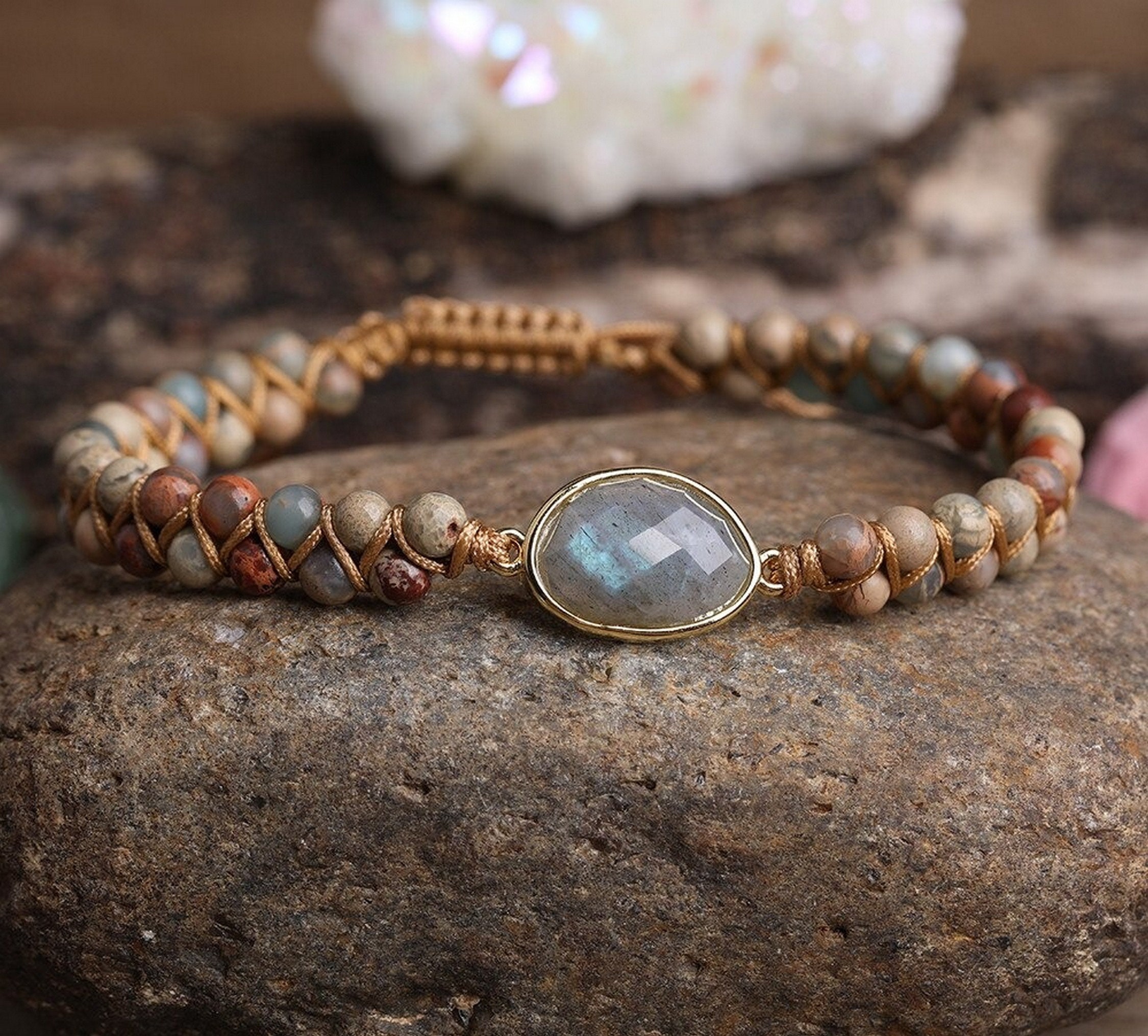 Healing Crystal Bracelet Natural Stone Bracelet Charm Etsy