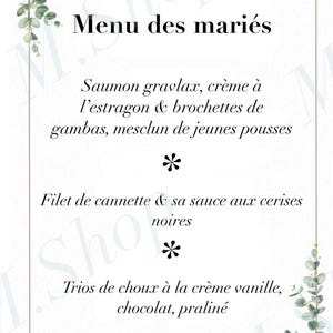 menu événement