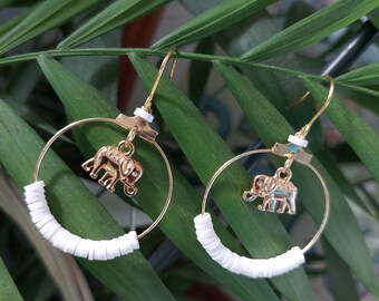 White and gold elephant earrings | statement earrings || polymer clay earrings || elephant earrings || Gifts for her | Dúil | Irish earrings