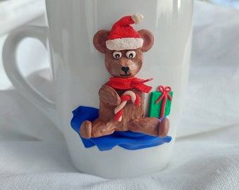 Christmas teddybear mug | polymerclay mug | Christmas mug | Teddy bear mugs | Dúil