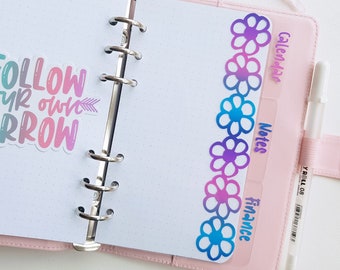 Flower Planner Dividers, Personalised Clear Dividers, Ring Planner Inserts, Side Tab Dividers,  A5 A6 B6 A7 Binder Insert