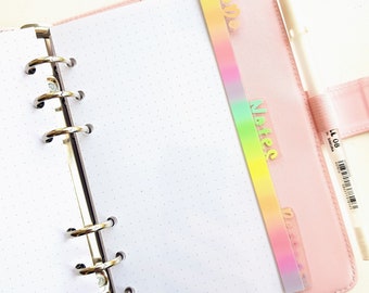 Planner Dividers, Personalised Clear Dashboards, Rainbow Planner Inserts, Side Tab Dividers, Gifts for Planners, A5 Inserts, A6 Dividers