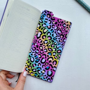 Hobonichi Weeks Pencil Board, Customisable Rainbow Leopard Print Page Marker for Planners