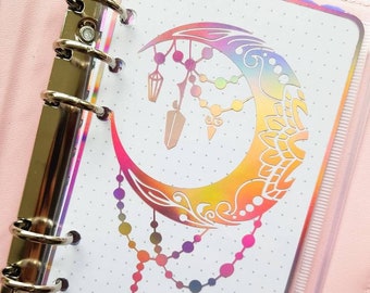 Moon Mandala Planner Dashboard: Holographic Vinyl A5/A6 Divider