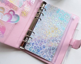 Holographic Leopard Print Planner Dashboard: Ring Binder Insert