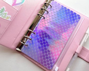 Holographic Mermaid Planner Dashboard: A5 A6 Rings and Discs Insert