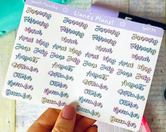 Pastel Months Planner Stickers, Bullet Journal Month Headers