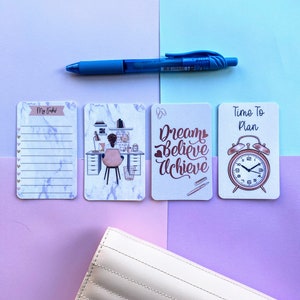 Tarjetas de tareas del planificador, conjunto de 4 tarjetas de diario, decoración de bolsillo para carpetas y planificadores, impresiones de citas motivacionales