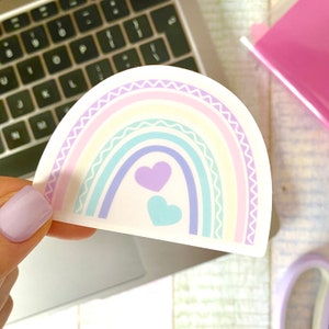 Adesivo fustellato lucido arcobaleno pastello, accessori per quaderni scarabocchi motivazionali, adesivo per planner Cosy Vibes