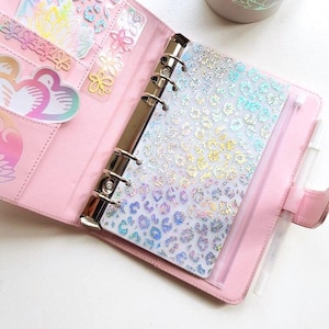 Holographic Leopard Print Planner Dashboard: Ring Binder Insert