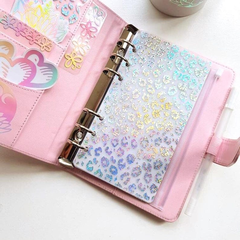 Holographic Leopard Print Planner Dashboard: Ring Binder Insert image 1