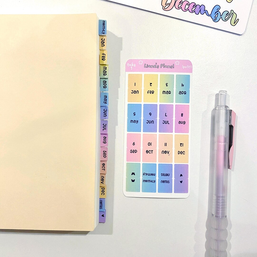Sticker Deviders Mini Month Planner Tab Stickers: Colorful Calendar Dividers - Etsy