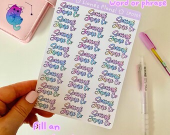 Custom Word Planner Stickers: Rainbow Script Vinyl Stickers