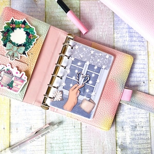 Christmas Candy Cane Planner Dashboard: Neutral Ring Binder Insert