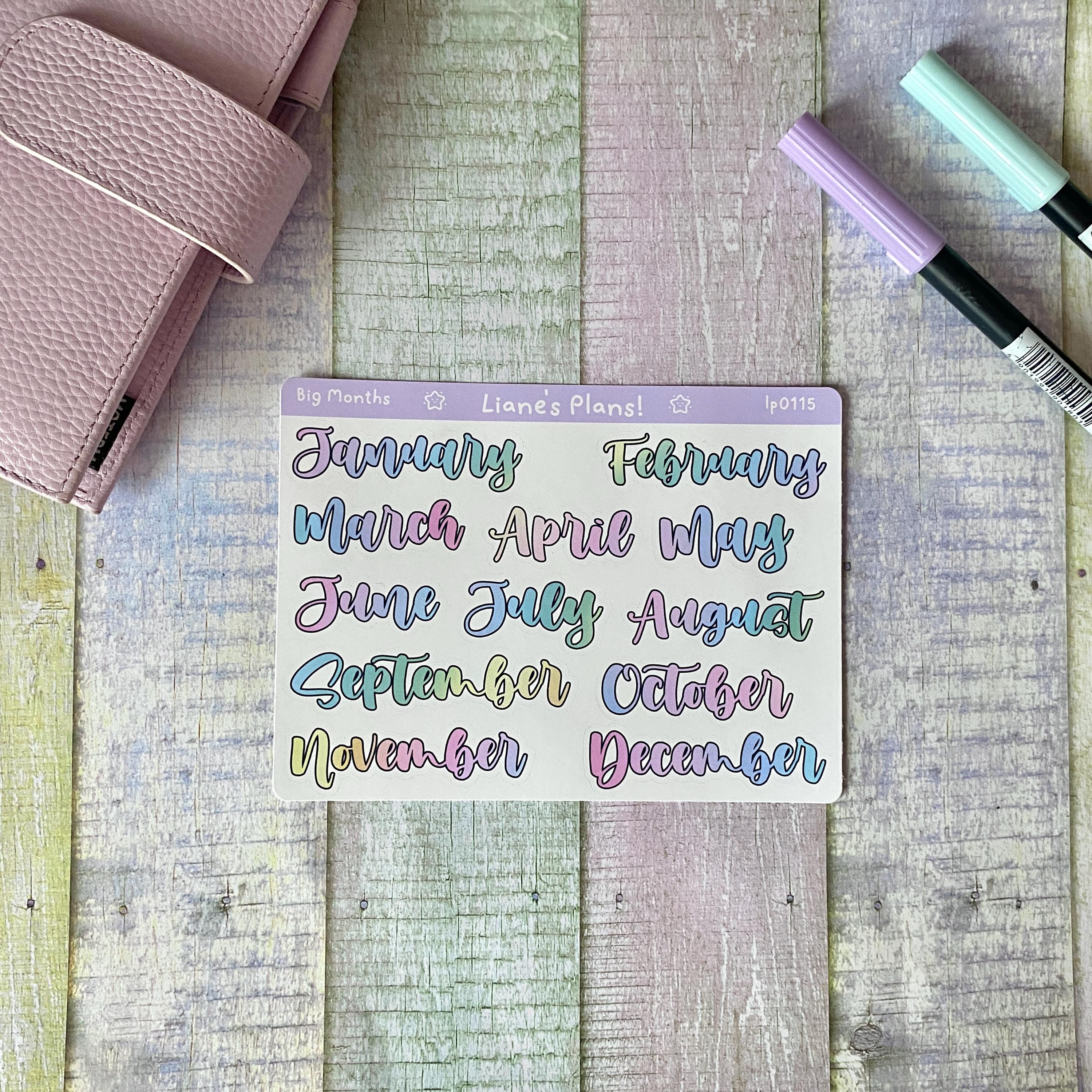Script Minths Pastel Script Months of the Year Planner Stickers - Etsy