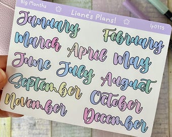 Pastel Script Months of the Year Planner Stickers