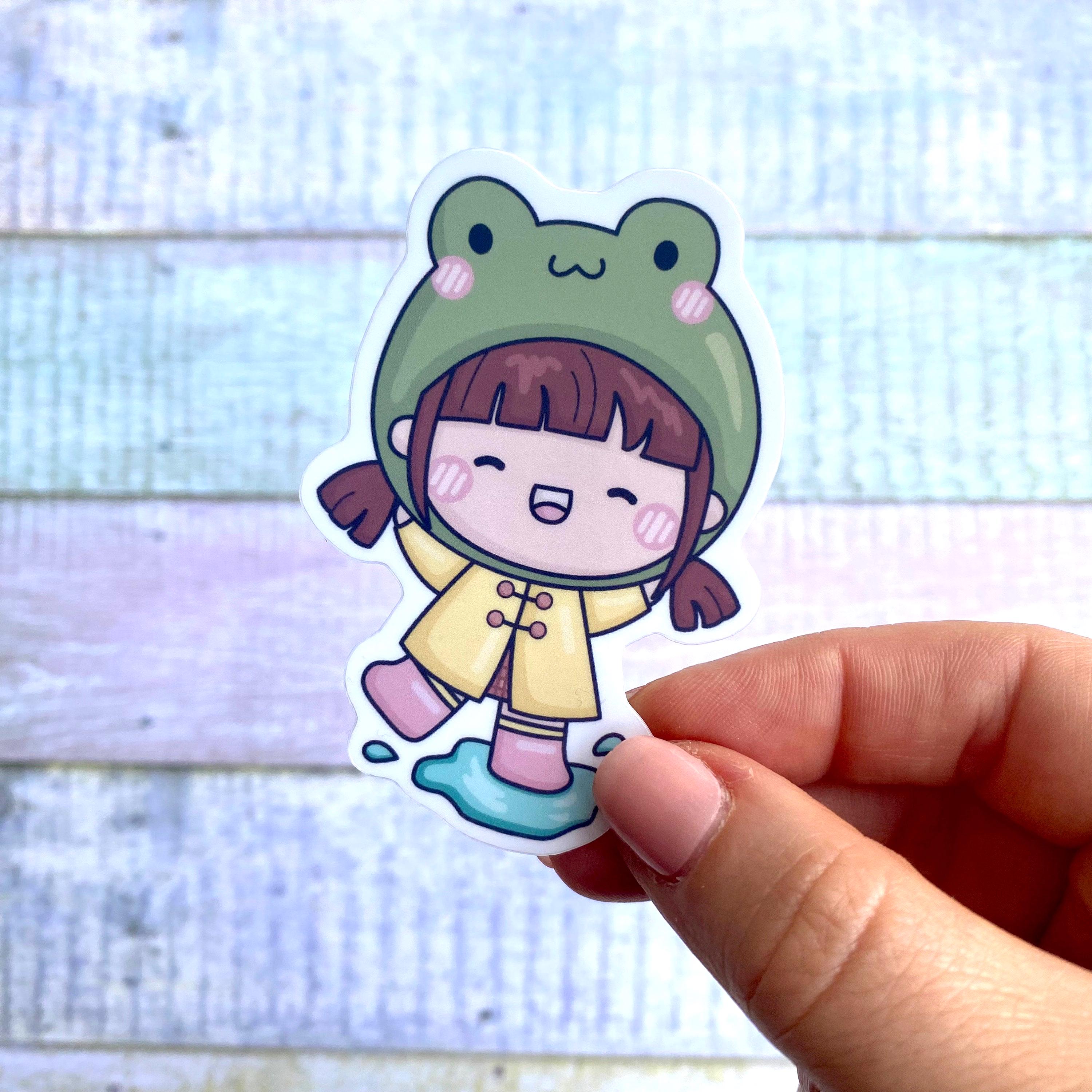 Splash Puddle Sticker Puddle Splash Sticker, Girl With Frog Hat: Planner Sticker - Etsy
