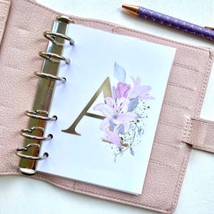 Floral Monogram Planner Dashboard: Custom A5, B6, A6 Insert