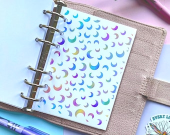 Rainbow Moon Print Planner Dashboard: A5 A6 B6 Ring Binder Insert