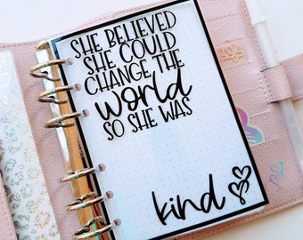 Kindness Quote Planner Dashboard: Minimalist 6 Ring Insert