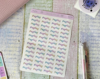 Payday Script Planner Stickers: Pastel Rainbow Budget Journal Stickers