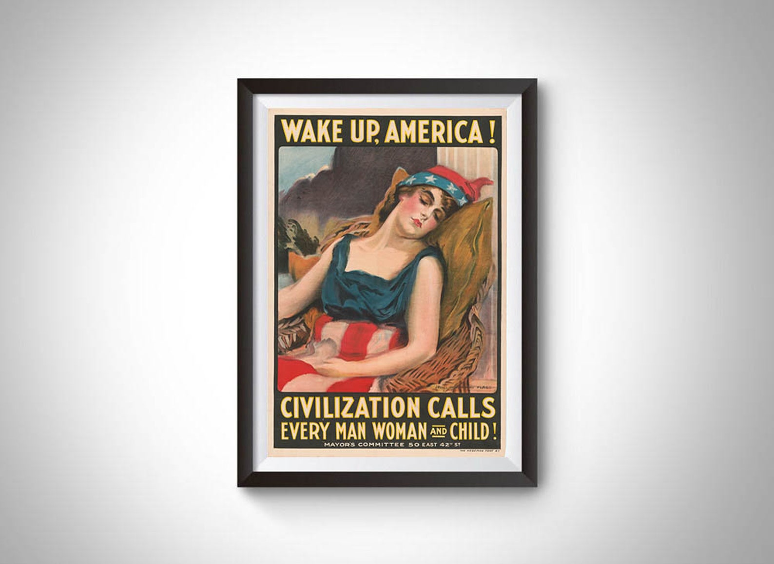 Wake Up America 1917 Vintage Propaganda Poster Waterproof Etsy