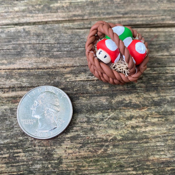 Mario Mushroom Mini Basket Polymer Clay Miniature