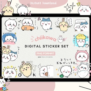 Kawaii Chiikawa Digital Stickers | 200 Stickers PNG | GoodNotes, Notability, IPAD, Android | Instant download for a Kawaii Experience