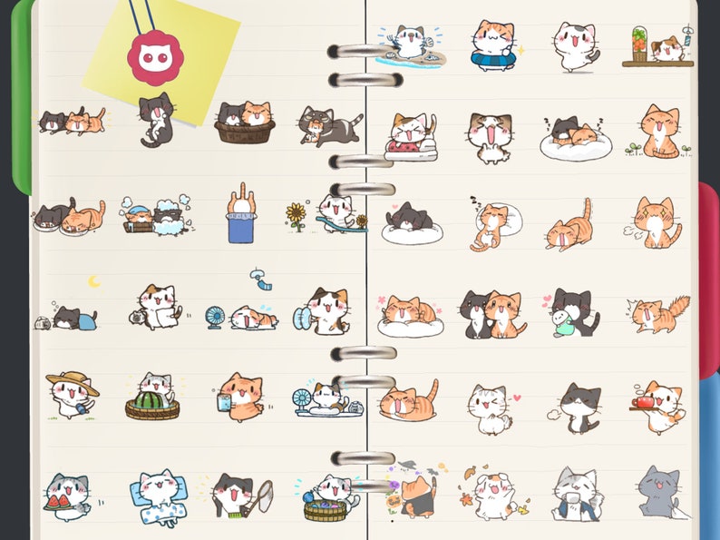 Cuddly Cat Digital Stickers Set | 320 Stickers | PNG Transparent ...