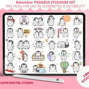 Entzückende Pinguin Digitale Aufkleber Set | 180 Aufkleber | PNG-Dateien | GoodNotes, Notability, iPad, Android | Sofortiger Download