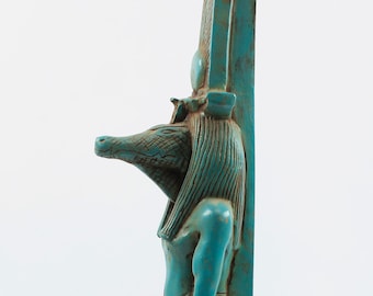 Egyptian SOBEK statue - The Protector of Mothers and Children TAWERET ( Sobek ) Wearing the sun disk (Symbol of HATHOR) - Altar statue