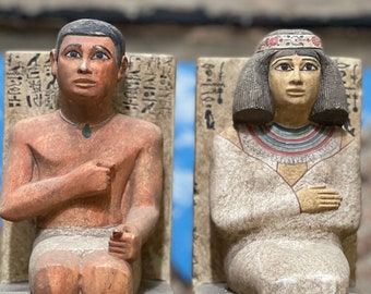 Replica of statue Rahotep and Nofret for sale, The copy of Rahotep and Nofret statue in the Egyptian Museum-Mother's Day Gift