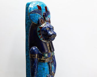 Beautiful Gemstones Egyptian Goddess Sekhmet, Ancient Sekhmet statue for sale, made in Egypt with care and love