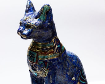 希少な守護の女神バステトの頭部 - 自然治癒力で手作りされた本物の