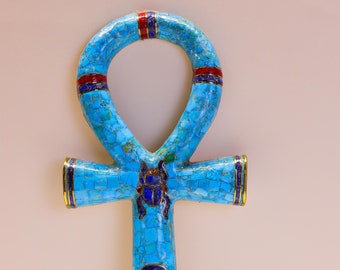 Ädelstenar Forntida egyptisk livsnyckel Ankh, egyptisk Ankh, heminredning Ankh, tillverkad i Egypten med omsorg och kärlek
