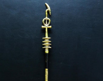 Large Scepter with Ankh (Key of Life) - Djed of Osiris - Was-scepter - Healing tools - Made with Egyptian Hands & Soul