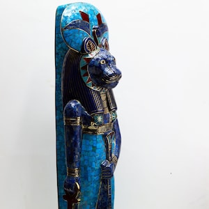 Beautiful Gemstones Egyptian Goddess Sekhmet, Ancient Sekhmet statue for sale, made in Egypt with care and love