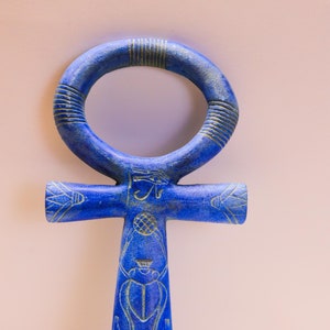 Ancient Egyptian Key of Life Ankh, made from Blue stone, Blue ankh key, made in Egypt with care and love