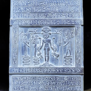 Magic Cippus of Horus with ISIS Goddess, Horus Stela, Egyptian Cippus Wall relief, Replica Cippus, handmade in Egypt with care and love