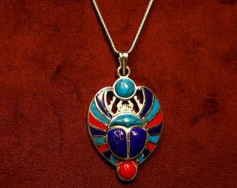 Mystical Charm: Handcrafted Scarab Beetle Pendant Necklace in Sterling Silver