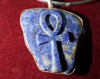 Llave de la vida egipcia Ankh de lapislázuli, llave Ankh con marco de plata, hecha a mano en Egipto