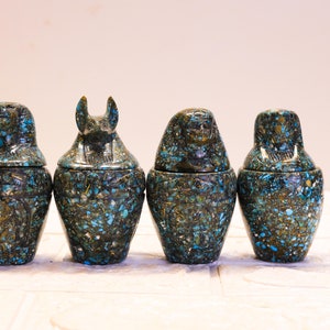 Ancient Egyptian canopic jars, Set Of 4 Egyptian Ancient Canopic Jars Canopy Jar Organs Storage Statues.