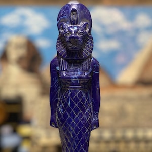 Egyptian Goddess Sekhmet, Ancient Sekhmet statue for sale, Blue statue for Goddess Sekhmet