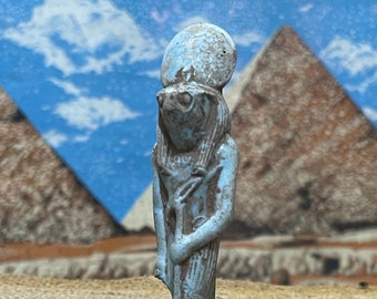 Mini Egyptian RA the god of sun wearing Sun disk - RA Altar statue - Egyptian Antiques - Replica RA - Energy Protection