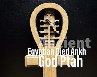 Antiguo ANKH egipcio (llave de la vida) con el cetro Was