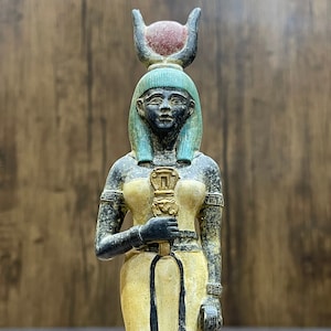 Egyptian Goddess Hathor, Goddess Hathor with Sun disk, Goddess of solar, Goddess of the Sky. Hathor sistrum.